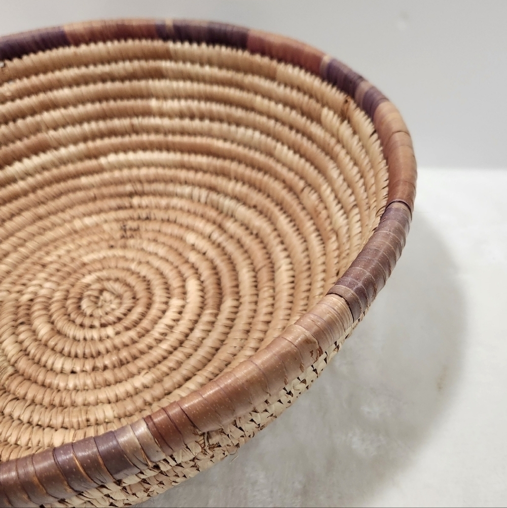 Boho Natural Woven Coiled Reed Grass Handmade Wall Art Decor And Basket - Picture 4 of 11